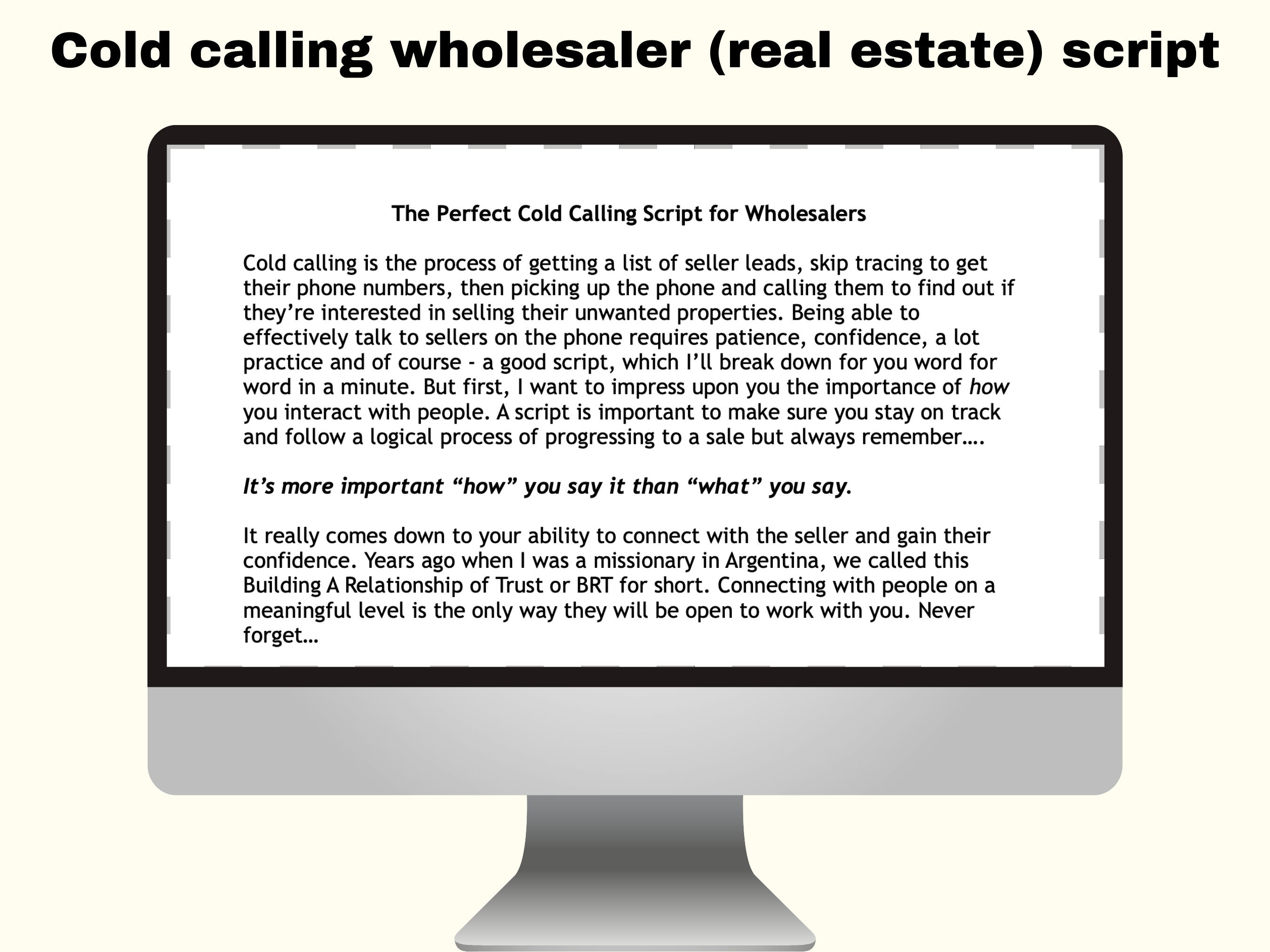 Wholesaling Text Script