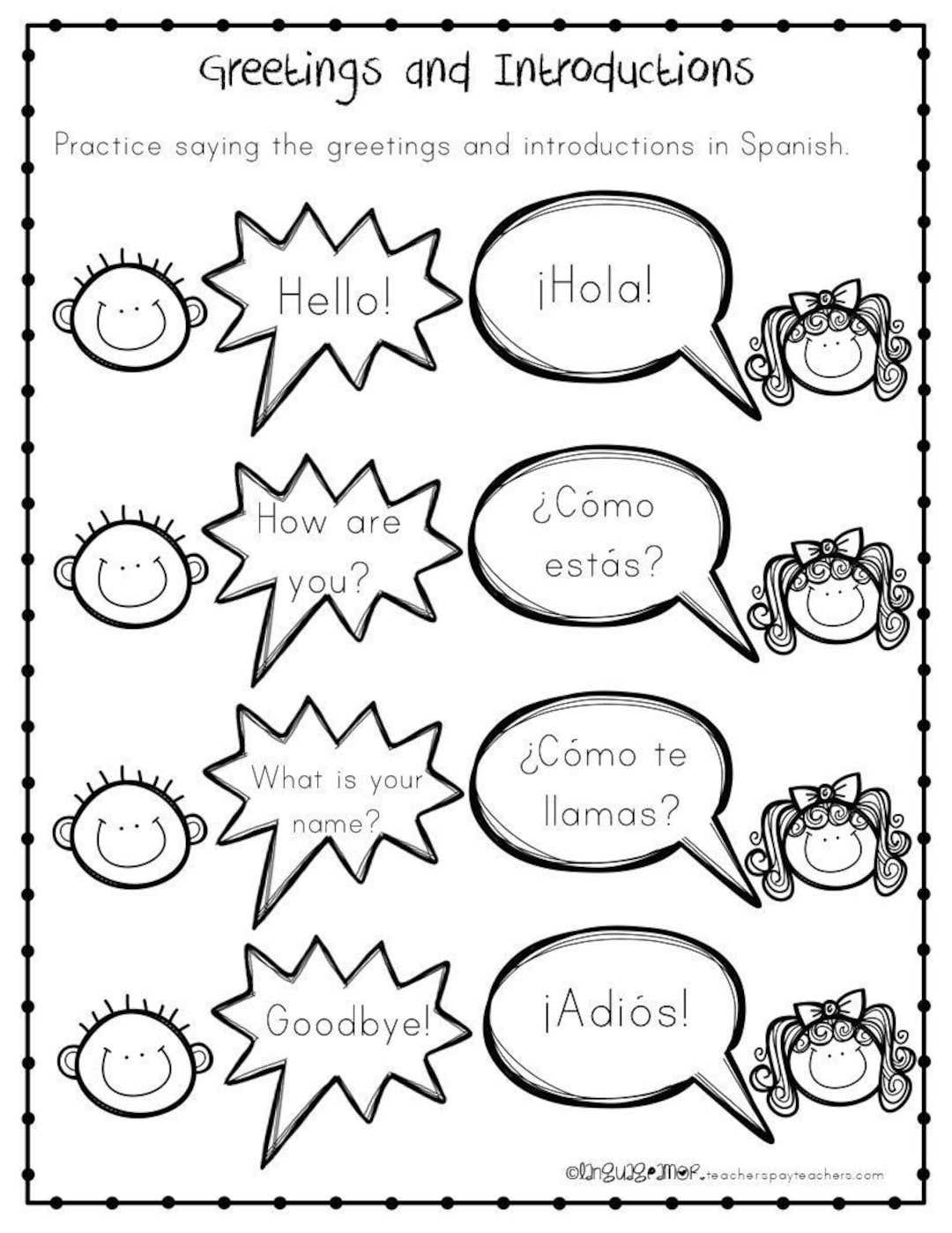 spanish greetings worksheet