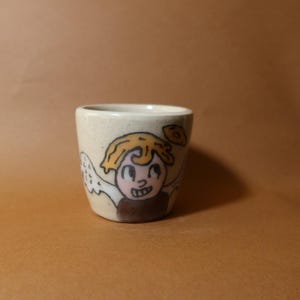 Hand Painted Ceramic Espresso Cup - Angel Cortado