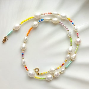 Collier de perles de rocaille colorées, tour de cou de perles avec différentes perles, collier multicolore d&#39;été, bijoux en perles faits main, cadeau pour elle