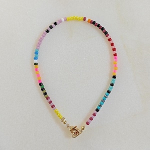 Colorful seed bead bracelet, tiny bead bracelet, dainty summer beach jewelry, stackable bracelet