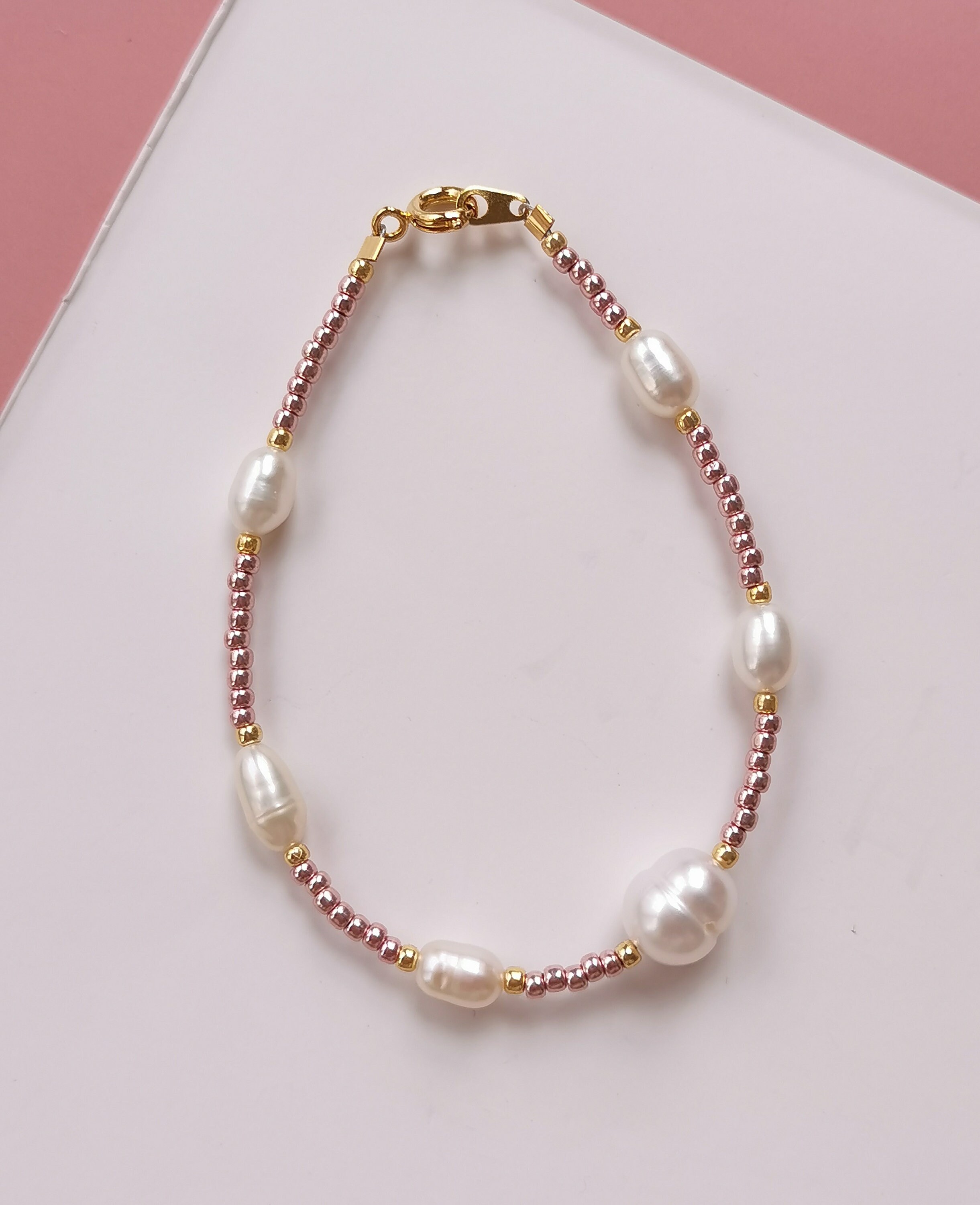 Multicolor seed bead pearl bracelet set pearl and seed bead | Etsy