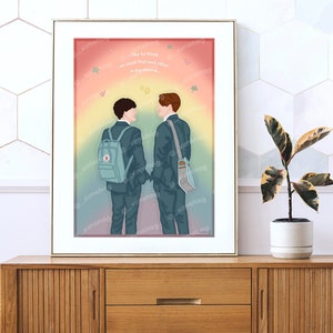 Digital download JPG Illustration, Art Print - Heartstopper, Charlie and Nick, wall decor, gift, poster, art print, LGBT friendly, Fan art