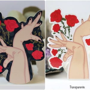 Sticker Waterproof - Flamenco hands - gift, gift, stationery, scrapbook, planner, bullet journal, computer, flamenco, roses, spark plug, dance