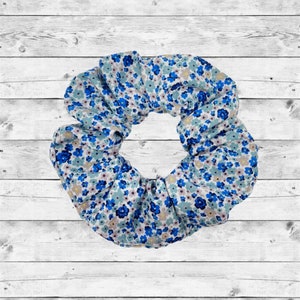 Blue floral scrunchie| handmade cotton scrunchie| valentines gifts for her