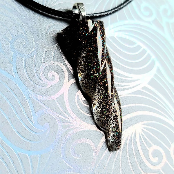 Unicorn Horn Necklace Narwhal Tusk Jewelry Fantasy Pendant Gift for Her Blue or Glitter Black