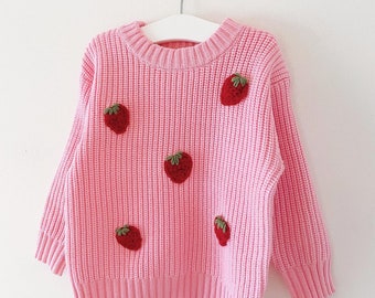 Toddler Jumper, strawberry jumper, strawberry crochet, baby jumper personalised, offer price, embroidered jumper