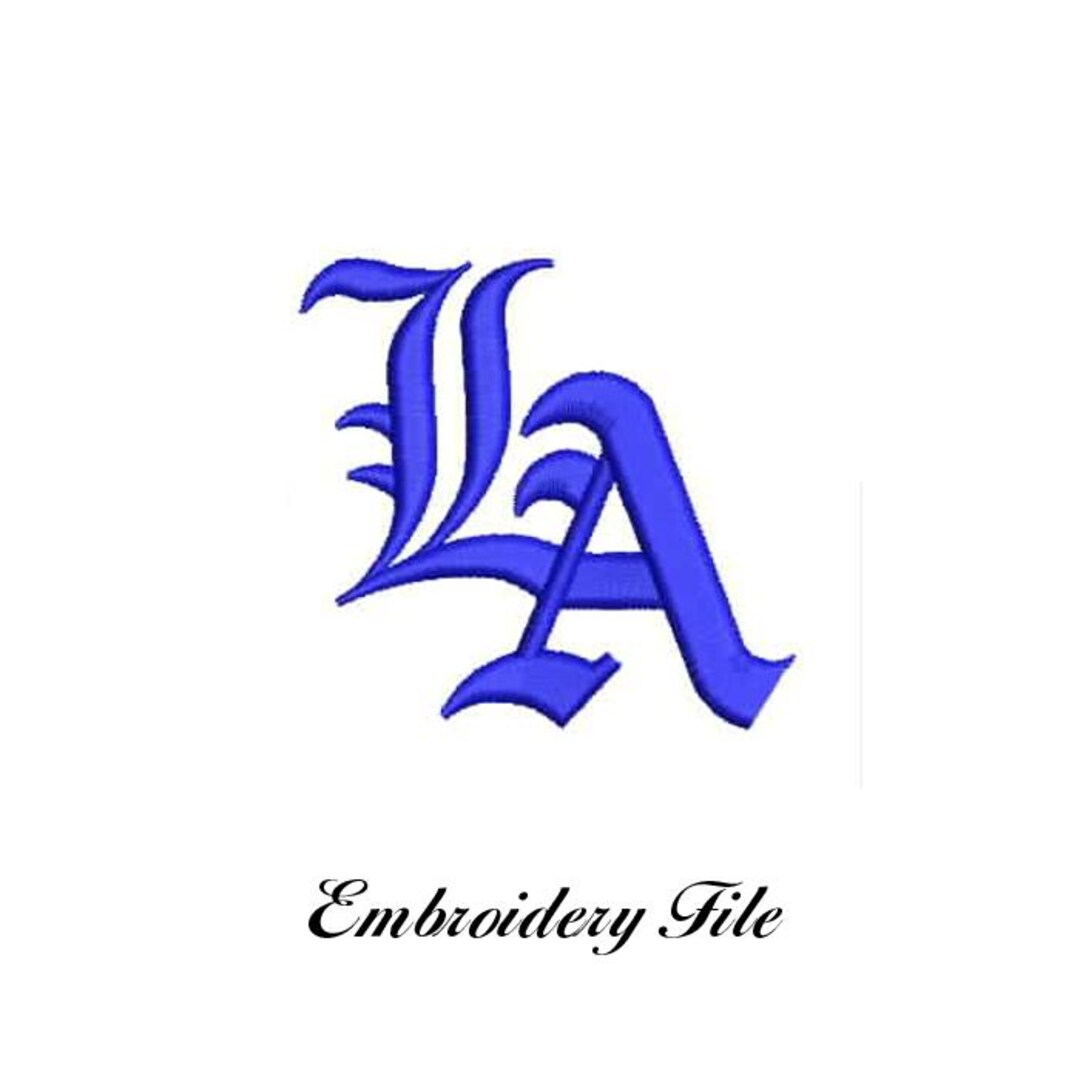 Los Angeles LA Old English Embroidery File .dst .emb File Digital ...