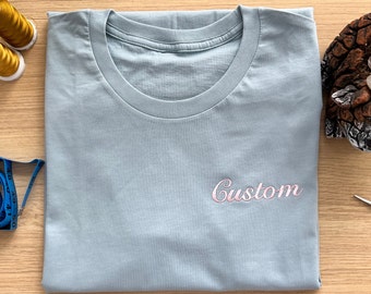 Custom Personalized Tee Tshirt Crewneck Men Embroidered Logo Shirt