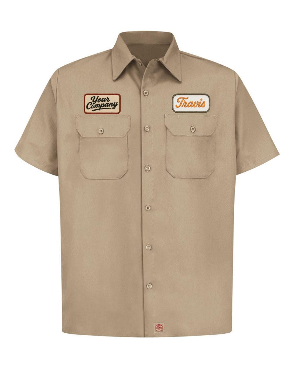 Vintage Motorcycle Mechanics Work Shirt - Black Button-Up Biker Style (Red Kap)