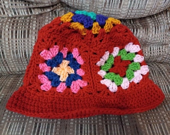 Granny Square Bucket Hat Crochet