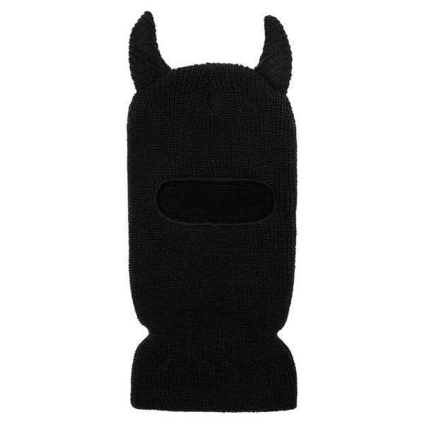 Devil Horns Ski Mask - Black