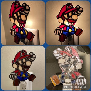 マリオにインスパイアされたステンドグラスのナイトライト
