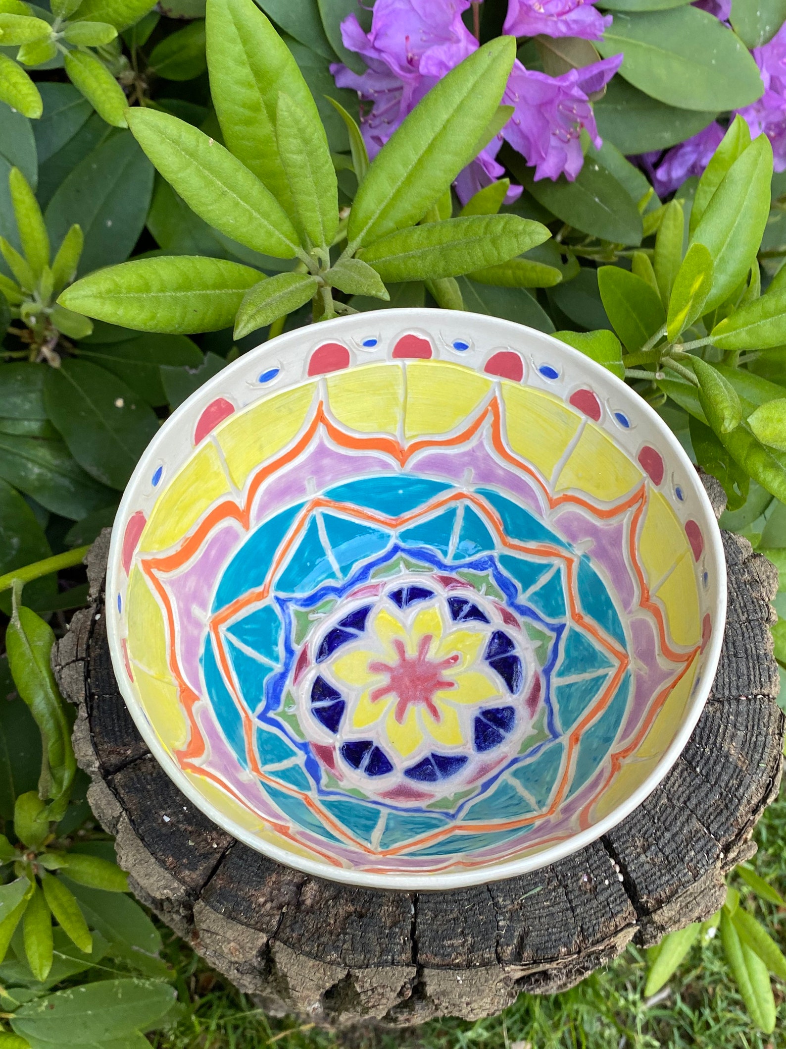 Mandala Ceramic Bowl Etsy