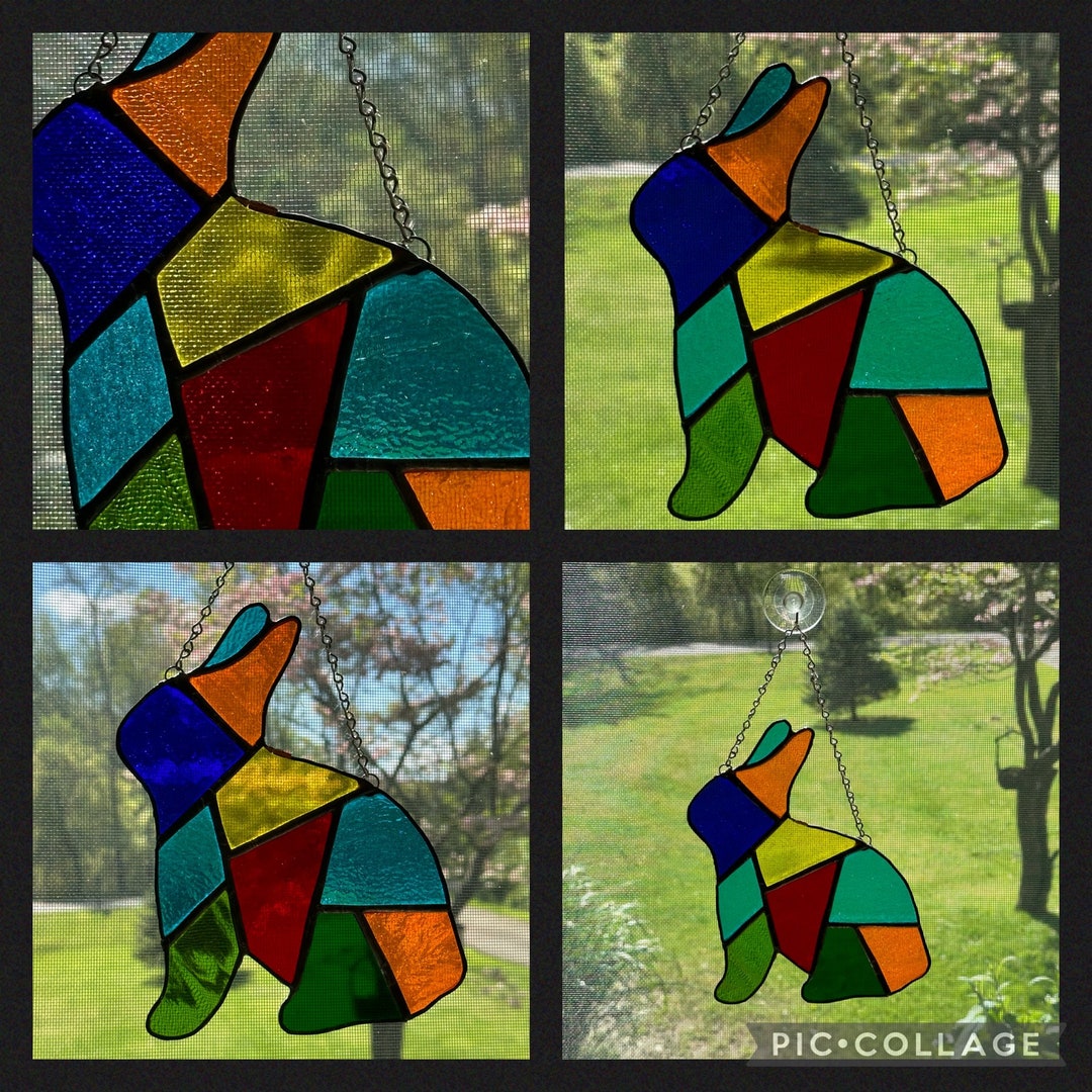 Simple Stained Glass Rabbit Patchwork Stained Glass Bunny - Etsy