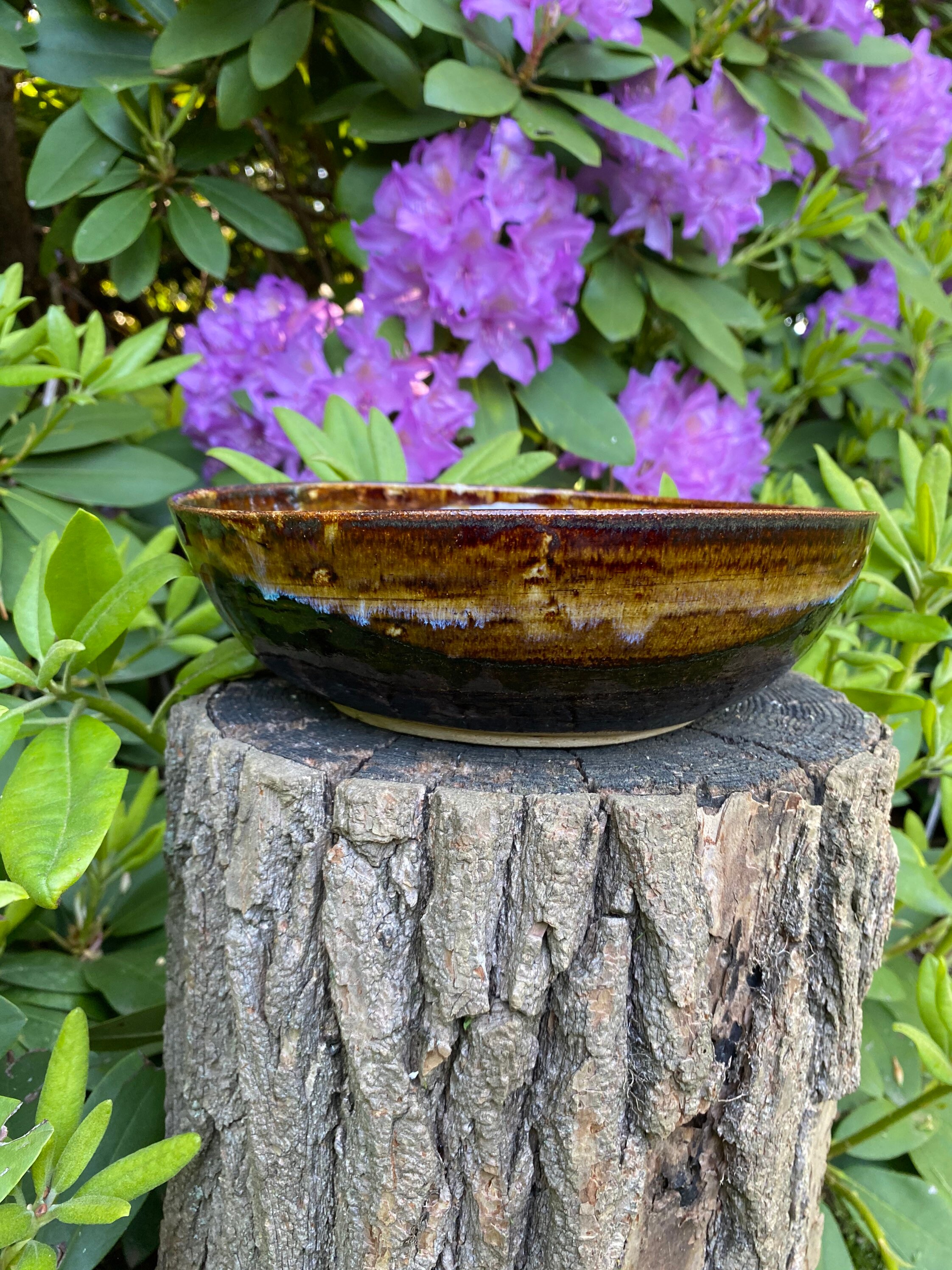 Brown Shallow Ceramic Bowl Etsy Sweden