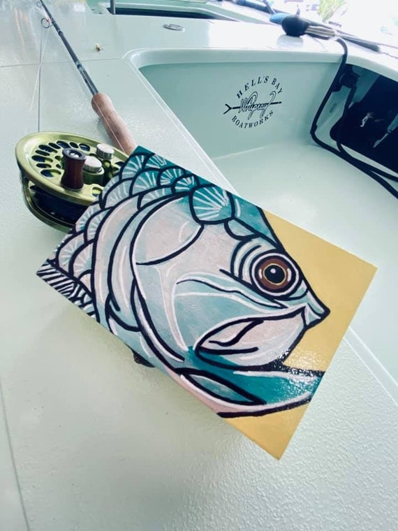Tarpon Themed Hand Painted Wooden Box, 4x6 Inch Box, Gift for Him