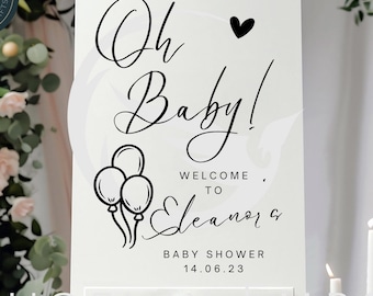 Custom Designed Baby Shower Vinyl Decal- Personalised with your Details - Choose Your Font, Colour and Size
