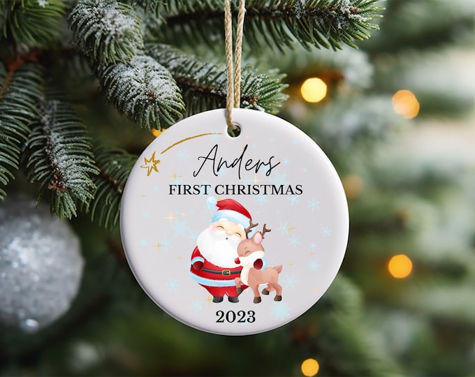 Personalised Baby's First Christmas Decoration, 1st First Christmas Baby Ornament 2023, Cute Christmas Bauble, Christmas Gift