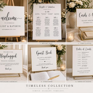 Personalised Wedding Sign Suite | Matching Wedding Decal Collection | Welcome Sign, Seating Plan & Wedding Sign Bundle | Timeless Collection
