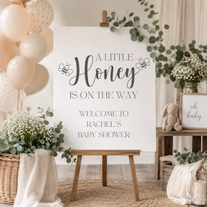 Personalised Baby Shower Welcome Sign Decal | Honey Bee Baby Shower Sign | Custom Vinyl Decal for Acrylic, Mirror & Wood