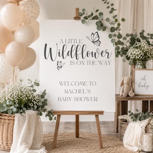 Personalised Wildflower Vinyl Decal | Baby Shower Welcome Sign Sticker | For Acrylic, Mirror & Board Sign Decal