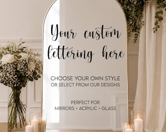 Mirror Vinyl Decal | Personalised Wedding Welcome Sign | Custom Mirror Lettering | Choose Your Own Font & Colour