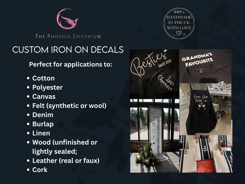 Personalised Iron On Vinyl Labels, Heat Transfer Decals, Fabric Stickers, Custom Name & Logo Transfers, Iron On Shirts image 2