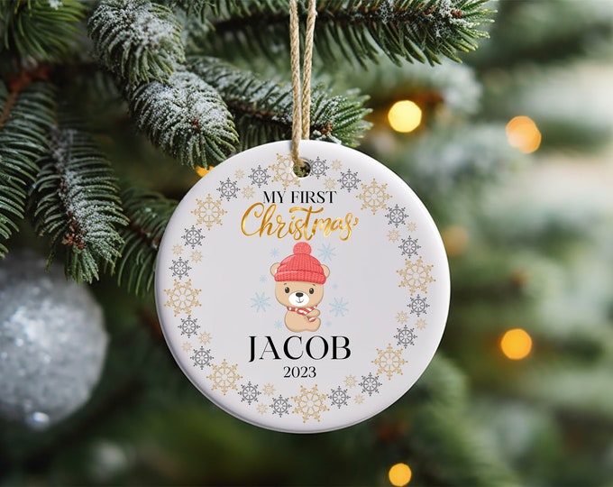 Personalised Baby's First Christmas Decoration, 1st First Christmas Baby Ornament 2023, Cute Christmas Bauble, Christmas Gift