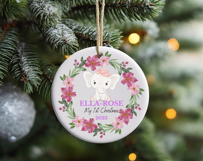 Personalised Baby's First Christmas Decoration, 1st First Christmas Baby Ornament 2023, Cute Christmas Bauble, Christmas Gift for Girl