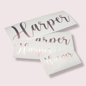Personalised Vinyl Decal Stickers Name Labels Organising Labels Rose Gold Labels Wedding Wall Stickers
