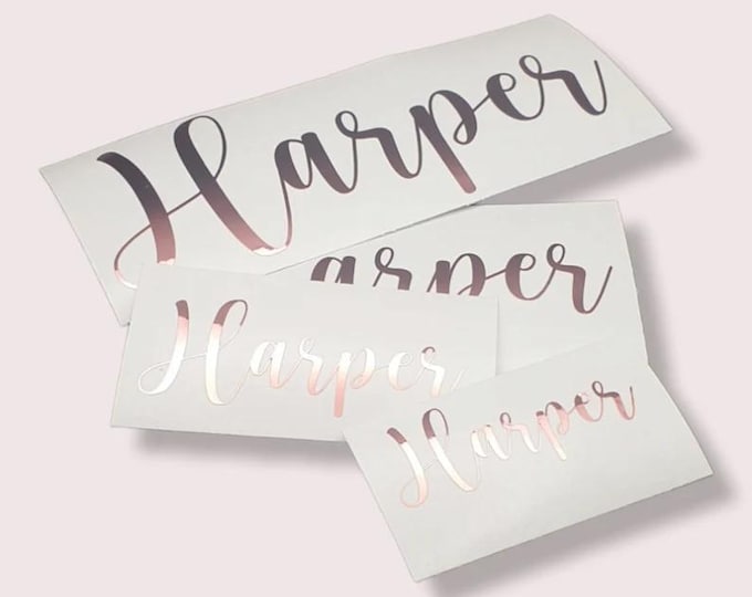 Personalised Vinyl Decal Stickers Name Labels Organising Labels Rose Gold Labels Wedding Wall Stickers