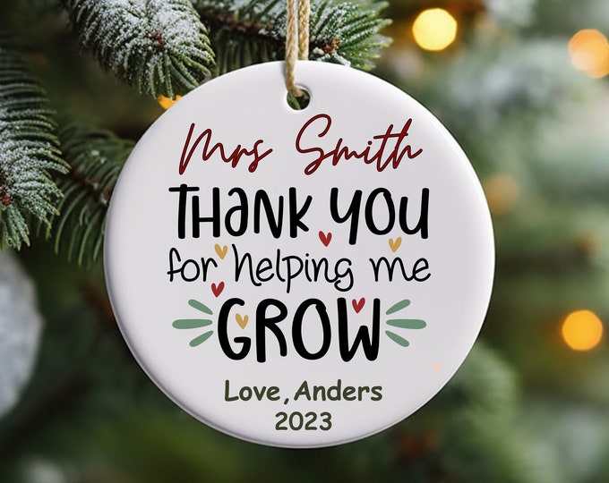 Custom Teacher Christmas Ornament, Teacher Ornaments, Teacher Christmas Gift for Teacher Holiday Gift, Teacher Personalised Gift Keepsake
