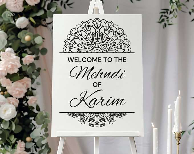 Custom Designed Mehndi Henna Wedding Vinyl Decal- Personalised with your Details - Choose Your Colour & Size. Hindu Haldi, Indian Weddings,