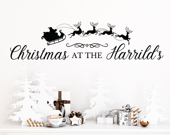 Personalised Christmas Wall Sticker Decal, Christmas at the, Christmas Decoration