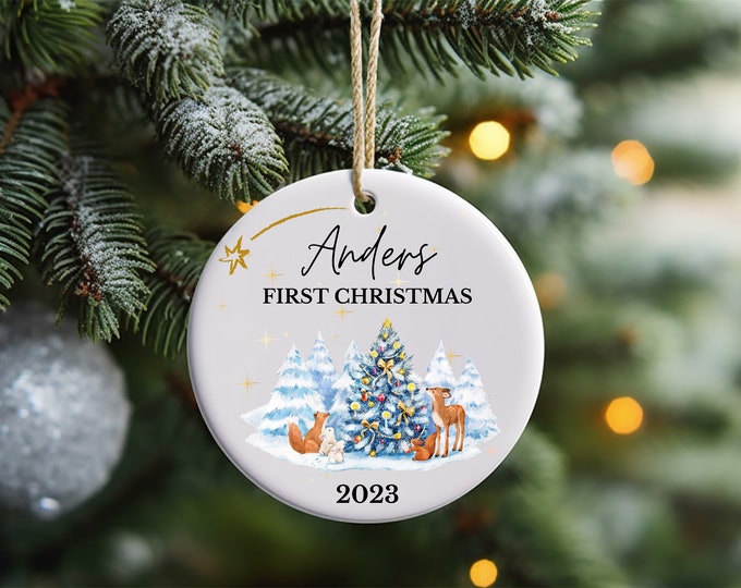 Personalised Baby's First Christmas Decoration, 1st First Christmas Baby Ornament 2023, Cute Christmas Bauble, Christmas Gift