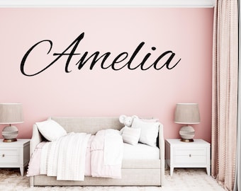 Personalised Script Style Custom Name Wall Sticker Decal Bedroom Kids Bespoke Custom Made Adhesive Vinyl Nursery