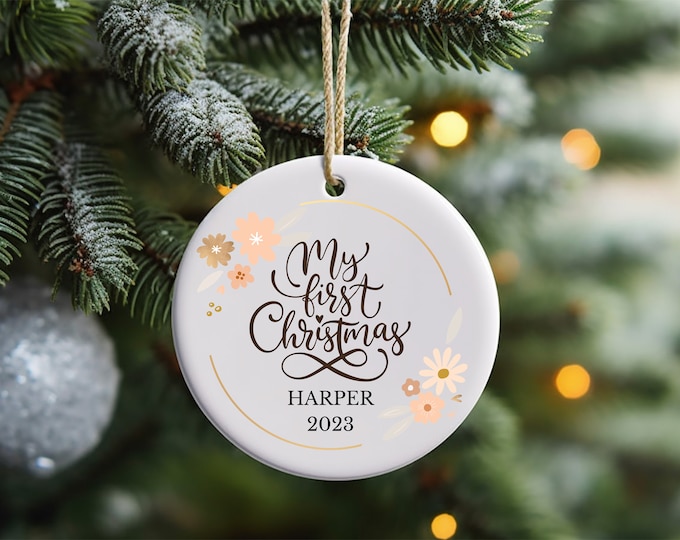 Personalised Baby's First Christmas Decoration, 1st First Christmas Baby Ornament 2023, Cute Christmas Bauble, Christmas Gift