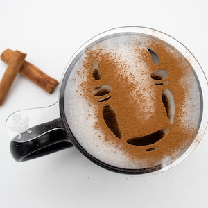 Latte Art No Face || Spirited, drink stencil, cookie stencil, anime stencil || Matcha, Coffee & Dessert Stencil