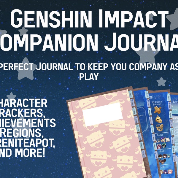 Digital Companion Book For Genshin Impact 3.4 || Completionists, Achievements, Character Trackers, Regions, Teyvat, Cooking, Checklists