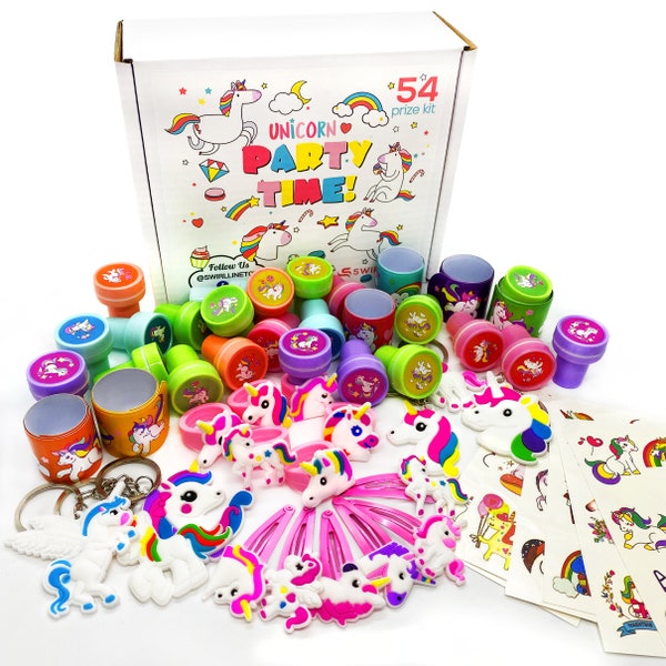 Unicorn Party Favors Kids Pinata Filler- Carnival Prizes Toys Bulk Assortment - Girls Birthday Unicorn Trinkets - Treasure Box Chest Prizes