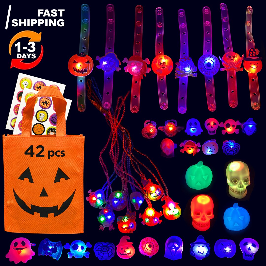 42 PACK Halloween Party Favors for Kids LED Flash Rings Etsy