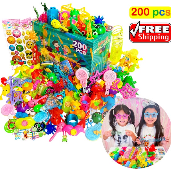 200 pcs Treasure Box Prizes Small Bulk Toys - Kids Birthday Party Favors - Carnival Prizes for Boys Girls Birthday Gifts