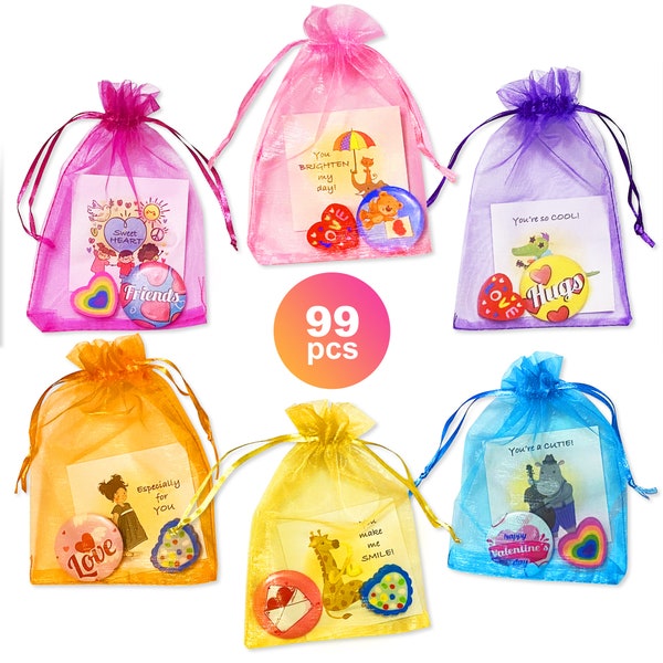 24 Pack Valentine Day Gift Sets Kids Party Favors - 99 PCS Valentine Gift Bags for Valentine Classroom Exchange School Prizes for Boys Girls