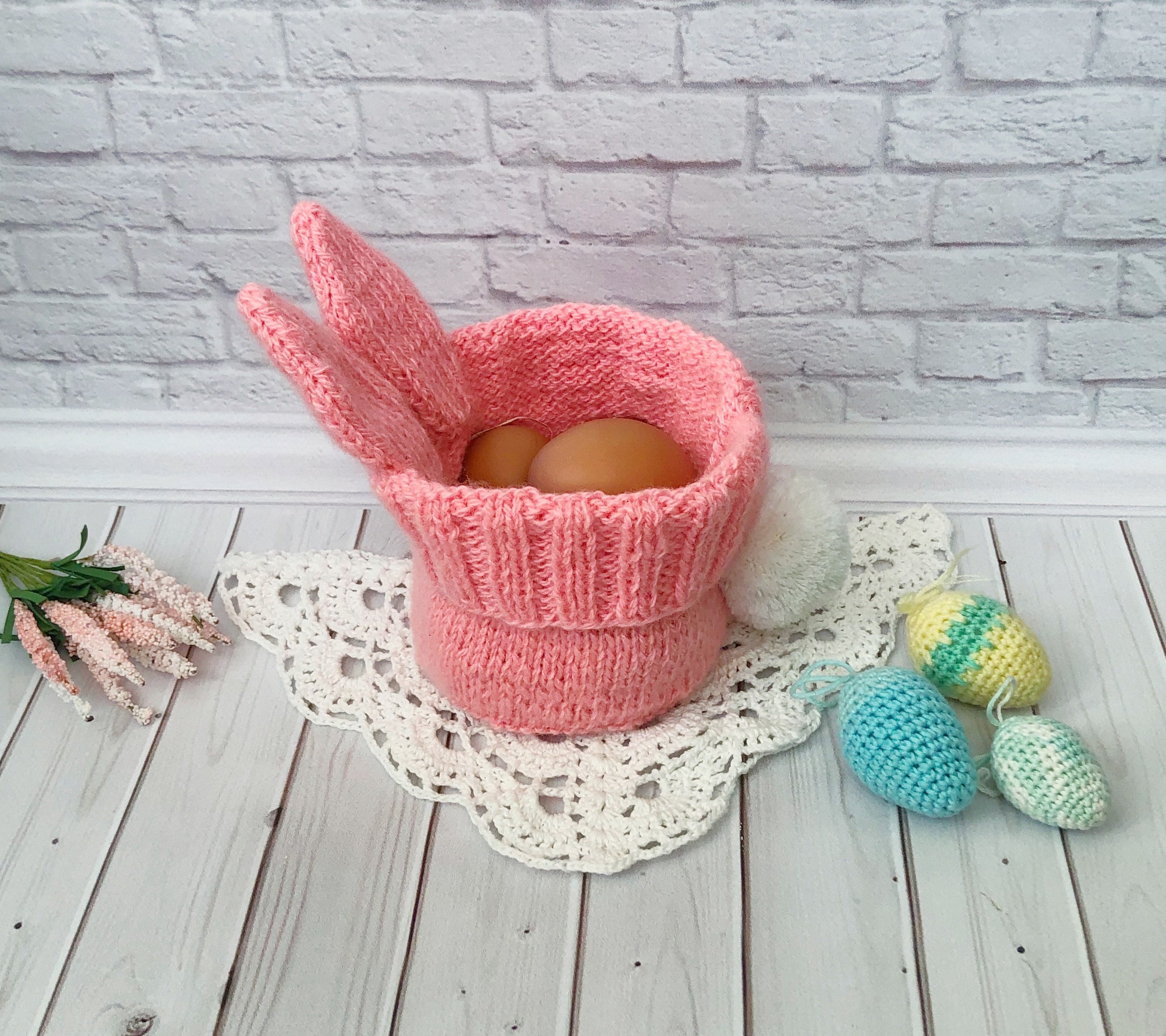 Knitted Pattern Easter Basket DIY Rabbitbasket Easter Table Etsy