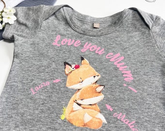 Premium Baby Body "Mama Fox" | personalized for boys and girls | 100% organic cotton