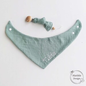 Neck scarf with name muslin different colors and sizes personalized pacifier chain optional image 4