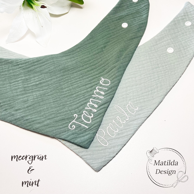 Neck scarf with name muslin different colors and sizes personalized pacifier chain optional image 6