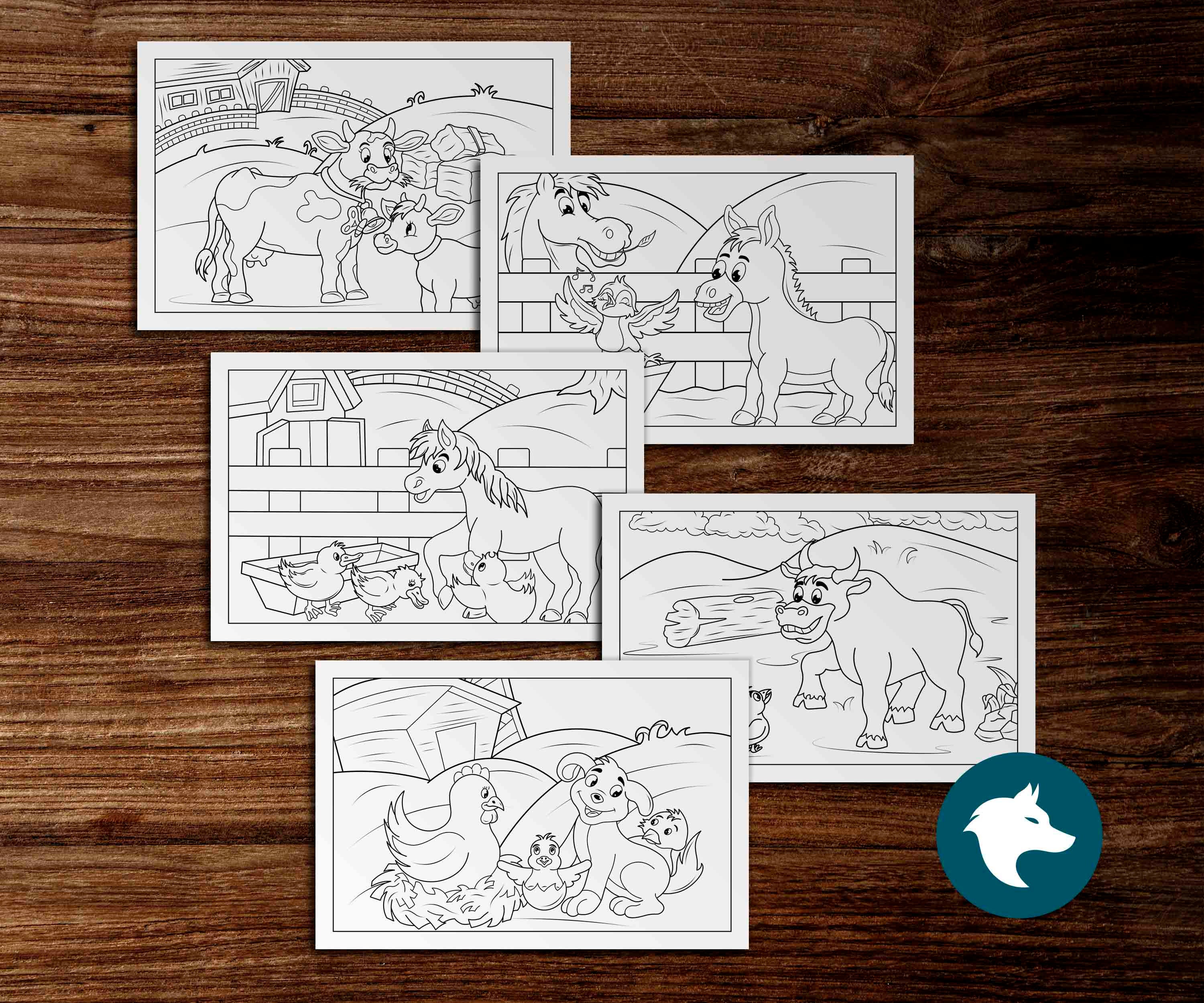 Farm Animals Printable Coloring Book Pages for Kids 25 Pages to Color ...