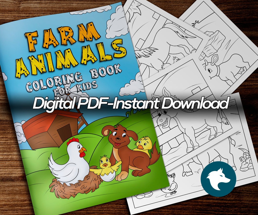 Farm Animals - 25 Pages - Coloring Book for Kids - Instant PDF Download ...